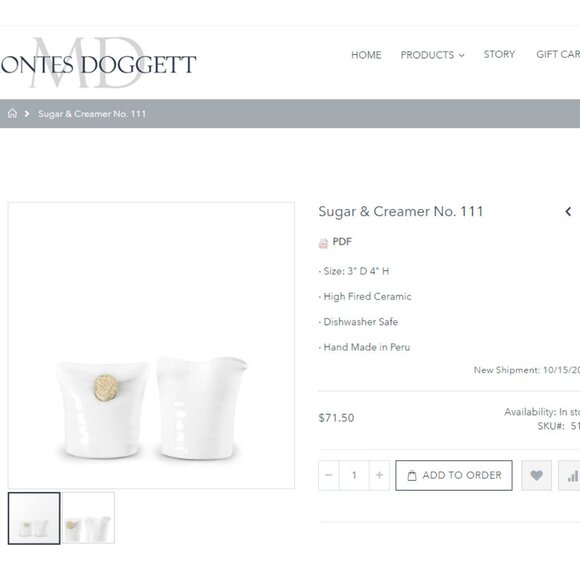 Montes Doggett #111 Sugar & Creamer - Brand new! - Picture 5 of 5